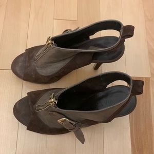 Brown Zip Up Heel